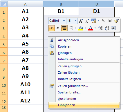 Excel-Zeilen-Spalten-Einblenden-Ausblenden