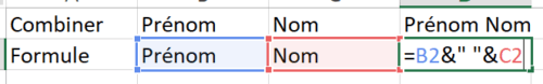 Excel combiner noms