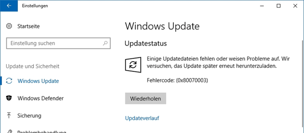 Windows-Update-Troubleshooting-Fehlercode